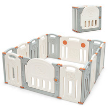 Costway Foldable Baby Playpen 14 Panel Activity Center Safety W/ Lock Door - £160.27 GBP