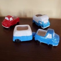 Vehicle Planters, set of 4 ceramic plant pots, RV Camper Blue Red Truck, VanLife - £22.49 GBP