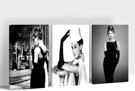 Hepburn Black And White Picture Canvas Print For Women Girl Bedroom Bath... - £44.32 GBP