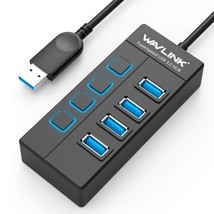 WAVLINK USB 3.0 Hub, 4-Port USB3.0 Type A Adapter with Individual LED Po... - £18.95 GBP