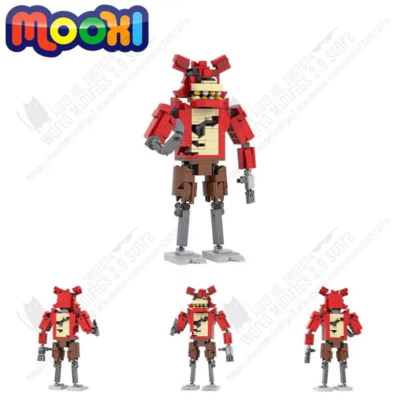 MOC1410 Cartoon Red Pirate Foxy MOC Building Blocks Creativity Horror Game - £34.08 GBP