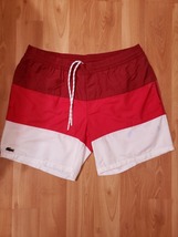 Lacoste Men’s Red and White Striped Shorts Large - $39.99