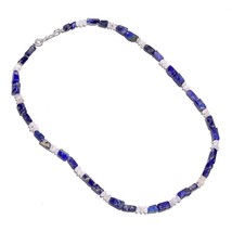Natural Sodalite Moonstone Gemstone Mix Shape Smooth Beads Necklace 17&quot; UB-6321 - $10.88