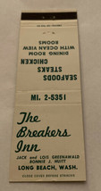 Vintage Matchbook Cover Matchcover The Breakers Inn Long Beach WA - £1.99 GBP