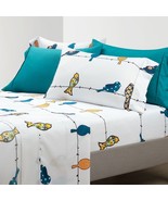 King Teal Yellow White Floral Birds on Wire Soft Polyester 6 Piece Sheet... - $3,444.29 MXN