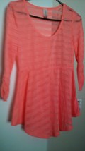 No boundaries Peach Burnout stripes smoothie 3/4 sleeve Peplum Top M 7/9 - $6.00