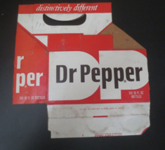 Dr Pepper Six 10 Oz Bottles Carton Used 1960&#39;s One side that hold bottle... - $5.94