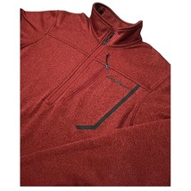 Eddie Bauer Sweater Mens Medium Red First Ascent Fleece Half Zip Outdoors - $18.08