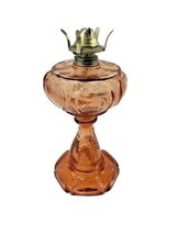 Rare Antique Pink Glass Beaded Heart Sweetheart Kerosene Oil Lamp - $6,652.82 MXN