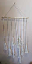 Macrame WHITE  Wall Hanging Christmas Decoration Banner  Vintage 17 X 42&quot;L - £14.47 GBP