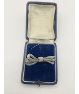 vintage 925 sterling silver and marcasite Ribbon Brooch - £12.41 GBP