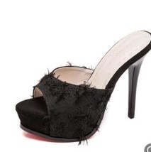 Fashion Peep Toe Women Shoes Thin Heel Slippers Women Summer High Heel 12CM Plat - £39.68 GBP