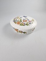 Vintage Aynsley Bone China Cottage Garden Butterfly Trinket Jewelry Box England - £19.38 GBP