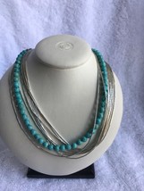 Vintage 10  Sterling silver strand 1 turquoise strand Necklace 22 inch m... - £162.81 GBP