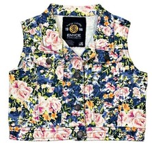 Little Girls Floral Denim Vest Size 5 6 Blue Pink Stretchy ENCYE Sean Combs - £5.38 GBP