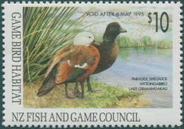 NZ Fish and Game Council 1995 $10 Paradise Shelduck MNH - $8.04 CAD