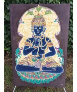 VINTAGE INDONESIAN BATIK Original Huge Signed Mid Century Modern Fabric ... - $940.50