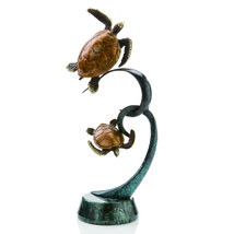 SPI Brass Double Turtles on Ribbon Statue - £162.76 GBP