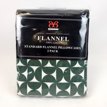 BIBB Pillowcases 2 Pack Green White Flannel Mid Century Modern Geometric... - $14.99