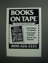 1989 Ken Follett Pillars of the Earth Book Ad - Books on Tape - £14.78 GBP