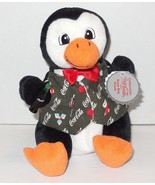 Coca-Cola Penguin in Holiday Vest 8&quot; Beanie bean bag plush toy style #0172 - $15.07