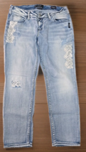Silver Boyfriend Super Stretch Jeans Women's 30x25 Stretch Denim Embroid... - $29.70