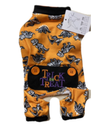Halloween Orange Dog Lounging Pajamas Dinosaur Bones Soft Adorable Small... - $16.38 CAD