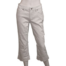 Lands&#39; End Women&#39;s Size 6 Petite, Embroidered Hem Kick Crop Pants, White - £27.90 GBP