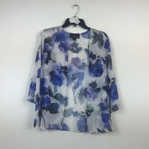 Alex Evenings Womens LP Ivory Blue Floral Printed Chiffon Burnout Jacket RETAG - £19.06 GBP