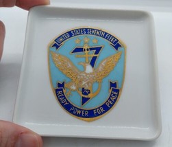 VINTAGE PORCELAIN PLATE US NAVY SEVENTH 7TH FLEET READY POWER FOR PEACE - $39.59