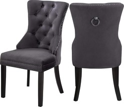 Meridian Furniture Nikki Collection Modern | Contemporary Velvet, Grey - $468.94