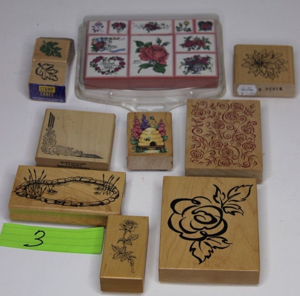 PSX Designs Flowers Holly Rose 1980s-90s Stamps Lot of 9 All Night Craft Stampin - $23.07