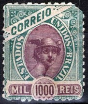 ZAYIX - 1894-7 Brazil 122 MH 1000r green &amp; violet Hermes CV $72.50 081922S06 - £28.97 GBP