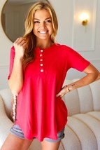 Take On The Day Ruby Dolphin Hem Shell Button Down Top - £14.15 GBP