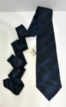 Crazy Horse JCP Mens Silk Necktie Navy Blue Diagonal Striped 57" NOS NWT - $14.80