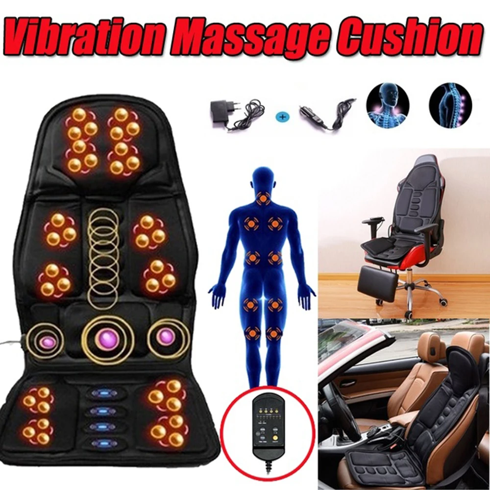 Al car chair body massage heat mat seat cover cushion neck pain lumbar support pad back thumb200