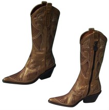 Donald Pliner Western Couture Metallic Leather Boot Shoe New Peace $750 NIB - £235.98 GBP