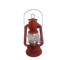 Red Lantern with Loop Hanger and Handle LED Metal & Glass 11" High Hanging