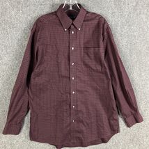 Hathaway Button Down Shirt Men&#39;s Medium Long Sleeve 100% Cotton Burgundy M - €9,78 EUR