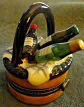 Vintage Collectible wine basket hinged lid trinket box 2.5&quot;&quot; - $40.00
