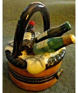 Vintage Collectible wine basket hinged lid trinket box 2.5"" - $40.00