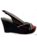 NEW RAFE NY 7 platform wedge shoes heels patent $315 brown orange cream  - £57.34 GBP