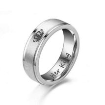 FlyStarJewelry 8mm king Crown Ring Silver Titanium Steel Men Promise Engagement  - £14.09 GBP