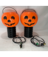 2 Vintage 1985 Halloween Blow Mold Blinky Light Up Pumpkin Jack O&#39; Lante... - €55,59 EUR