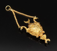 22K GOLD - Vintage Victorian Chained Floral Ornate Pendant (OPENS) - GP540 - £510.61 GBP