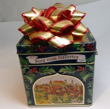 Lambertz Cookie Tin Music Box Germany Burg Vom Hallertor  5&quot; works Chris... - £21.14 GBP