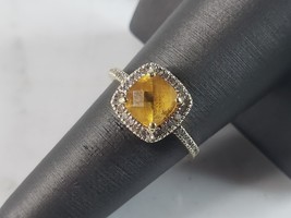 Womens Vintage Estate 14k Yellow Gold Citrine &amp; Diamond Ring 2.4g #E6109 - £179.02 GBP