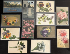 Vintage Postcards Mixed lot of 12 Flowers Views Unusual Posted and Non-Posted - £11.55 GBP
