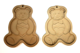 (2) Pampered Chef Clay Cookie Mold 1991 Teddy Bear, # 2860 Vintage Made ... - $22.76