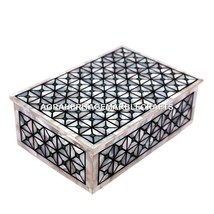 6&quot;x4&quot;x2&quot; Marble Jewelry Box Mother of Pearl Inlay Precious Stone Gift De... - £221.84 GBP